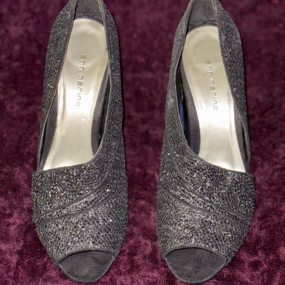 Black glitter heels